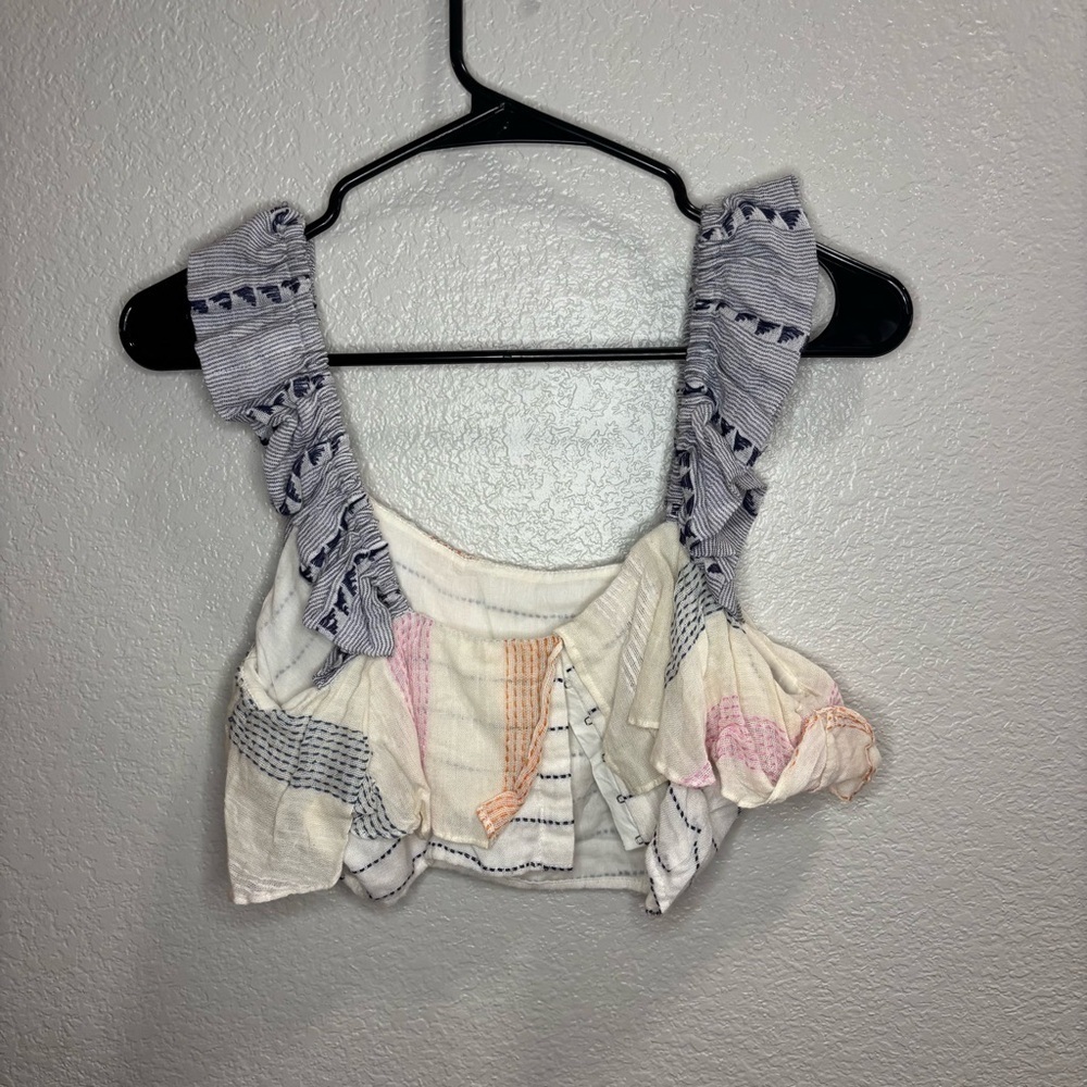 Striped Ruffle Crop Top - Picture 2 of 3